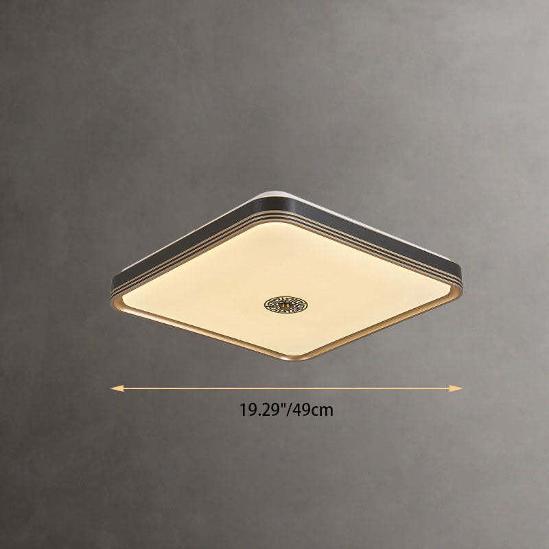 Chinese Square Geometric Acrylic LED Flush Mount Light