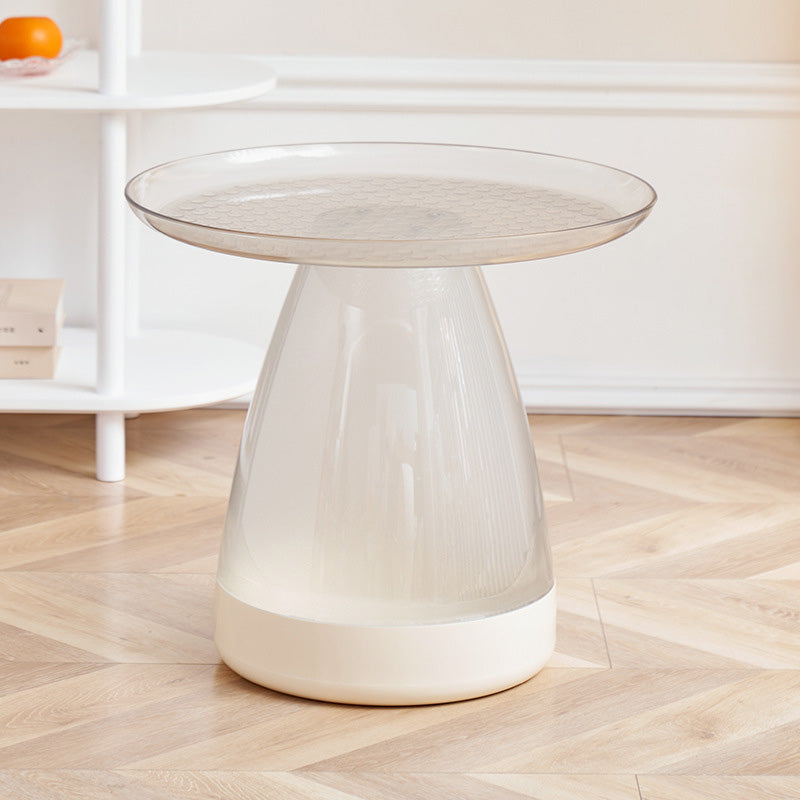 Scandinavian PET Geometric Circle Coffee Table — Transparent White