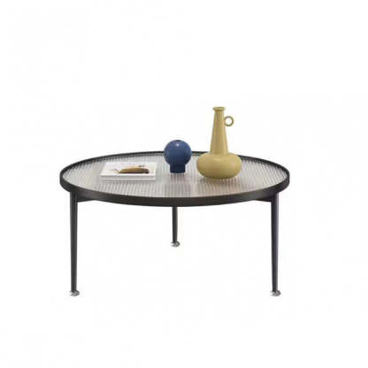 Nordic Round Glass Iron 3-Leg Coffee Table