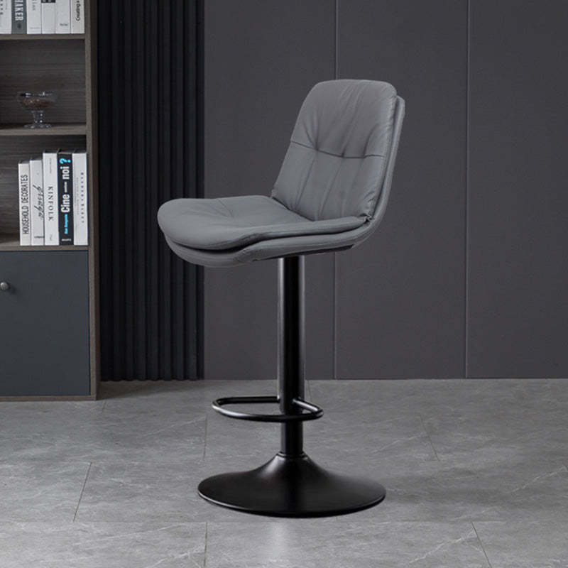 Nordic Leather Metal Pedestal Bar Stool — Black / Black
