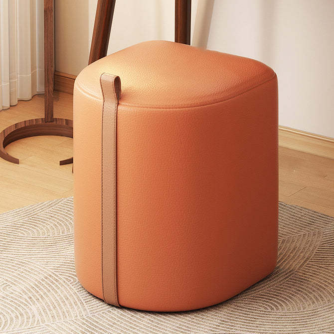 Nordic Leather Cylinder Vanity Stool — Gray