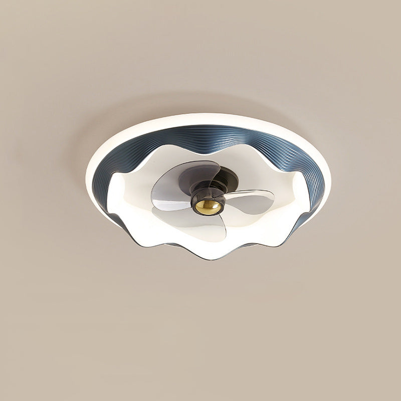 Modern Round Wave LED Flush Mount Ceiling Fan Light