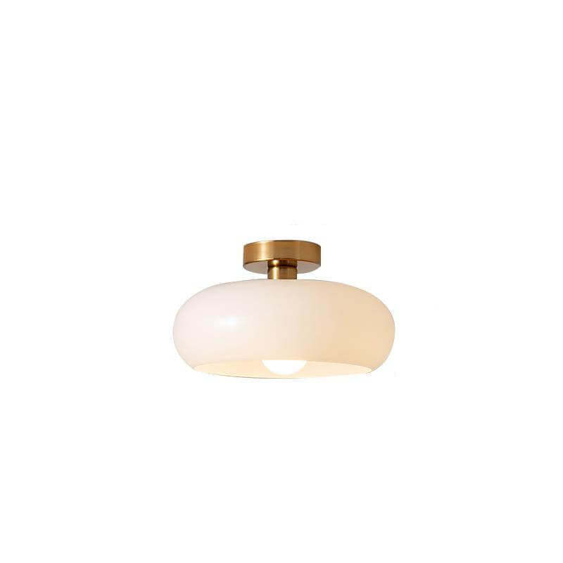 Retro Round Glass Copper Pendant Flush Light