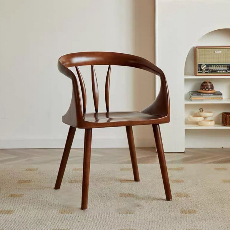 Scandinavian Round Back Solid Wood Dining Armchair