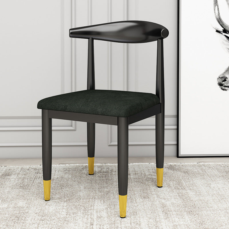 Luxury PU Leather Dining Chair — Dark Green Fabric Seat