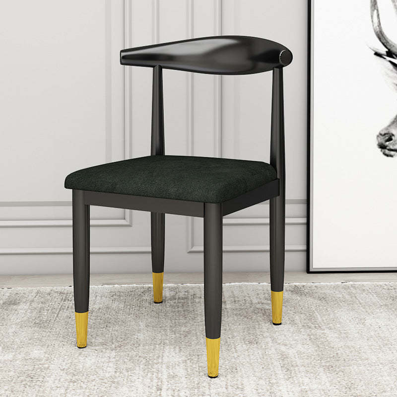 Luxury PU Leather Dining Chair — Dark Green Fabric Seat