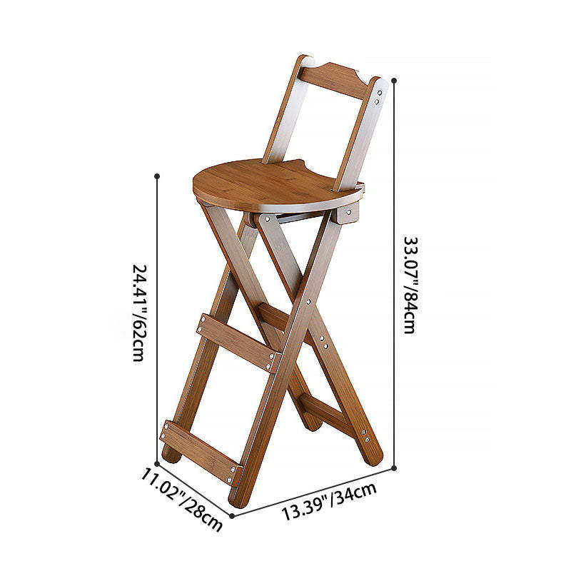 Contemporary Bamboo X-Leg Foldable Bar Stool — Walnut Color
