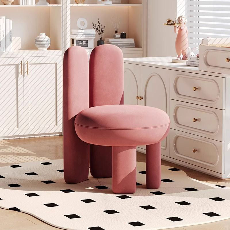 Nordic Velvet Rabbit-Ear Vanity Stool — Pink - Velvet