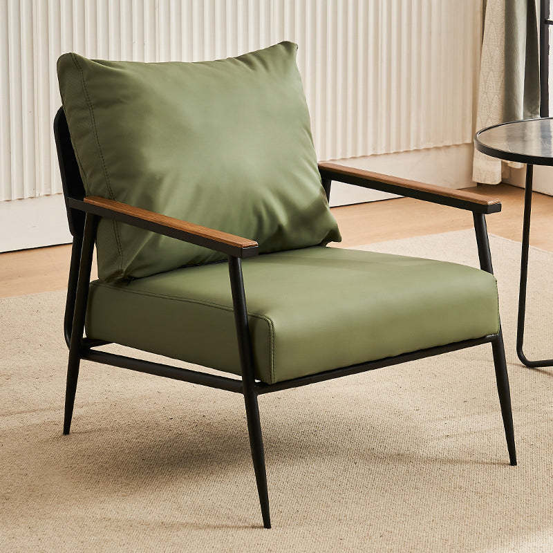 Vintage Cowhide Oak Metal Accent Chair