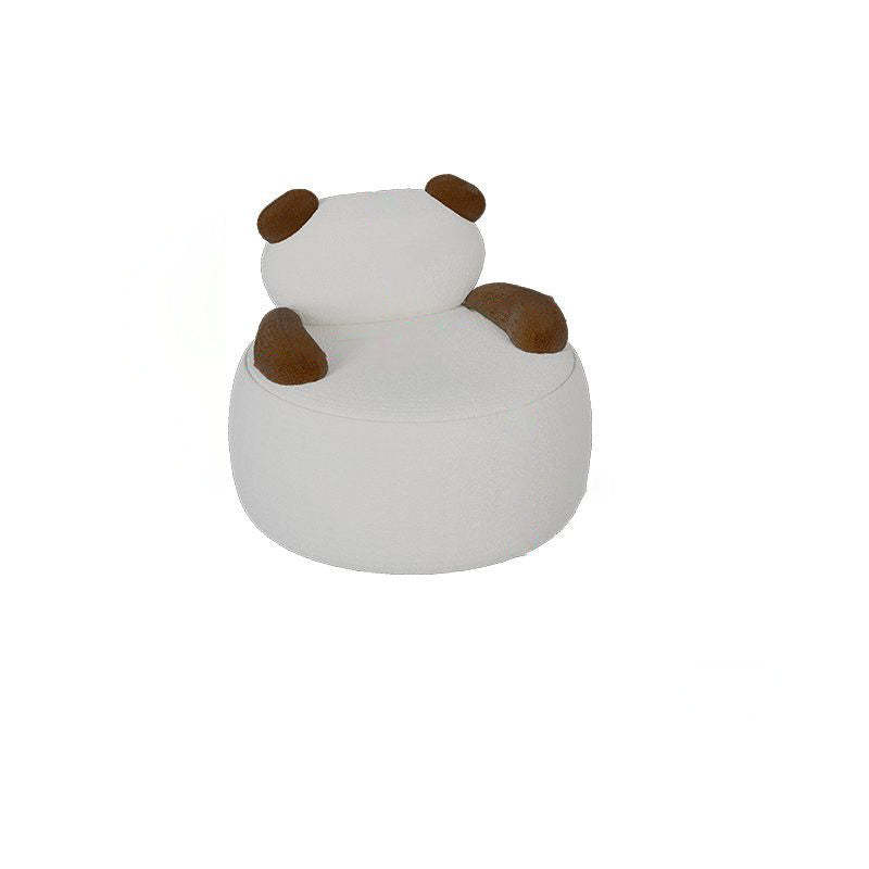 Contemporary Bear Lambswool Wood Accent Chair