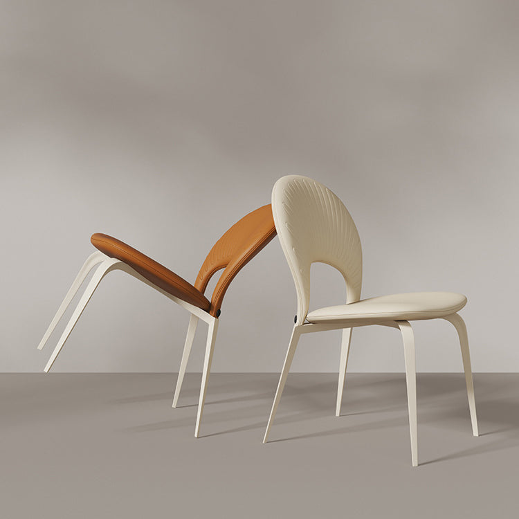 Nordic Faux Leather Steel Dining Chair — Orange