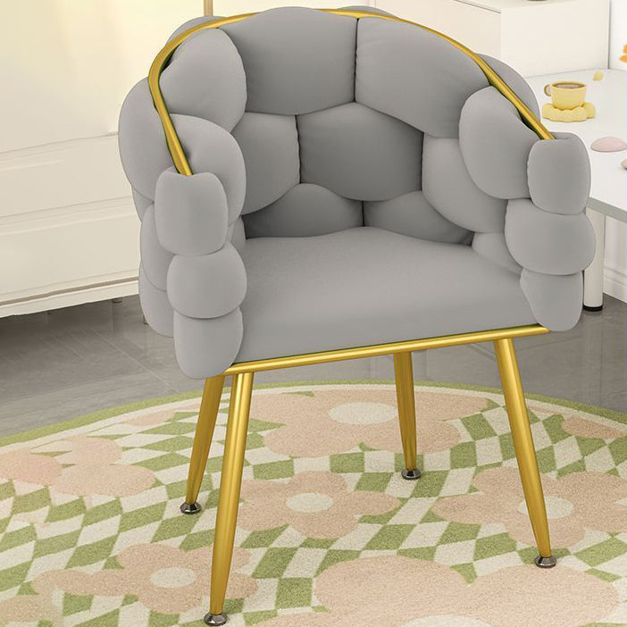 Cream Bubble Velvet Metal Vanity Stool