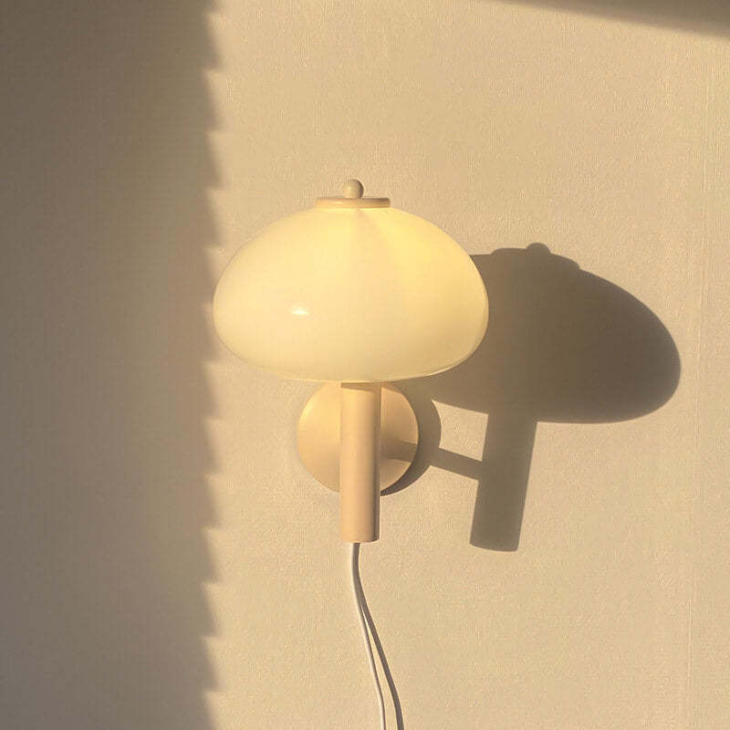 Nordic Vintage Milk Glass Dome Mushroom Sconce