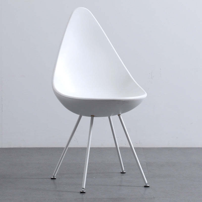 Contemporary Water Drop Plastic Dining Chair — White