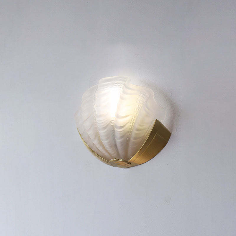 Art Deco Shell Brass Glass Wall Sconce