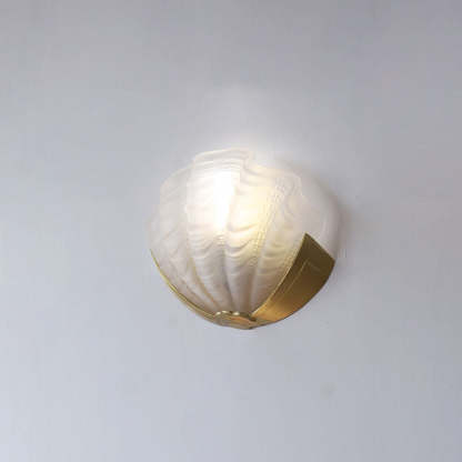 Art Deco Shell Brass Glass Wall Sconce