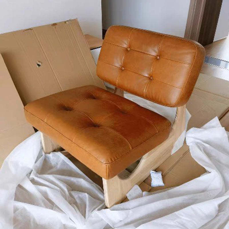 Nordic Upholstered Fabric Leather Wood Accent Chair