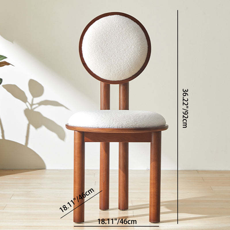 Vintage Lambswool Wood Round Dining Chair