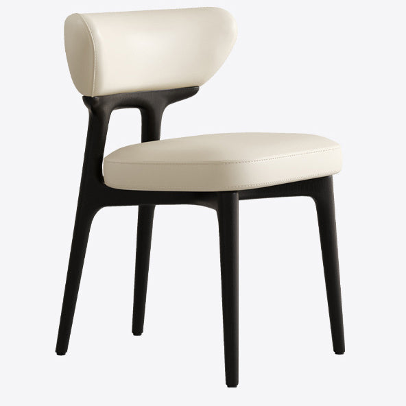 Minimalist Lambswool Leather Wood Chair