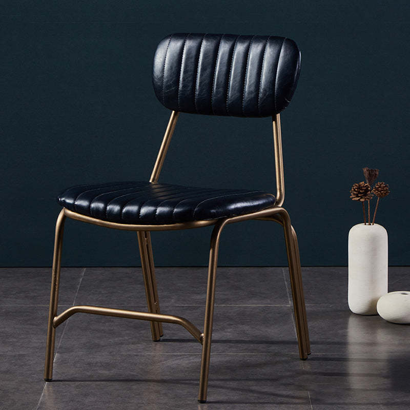 PU Leather Upholstered Metal Dining Chair — Dark Green