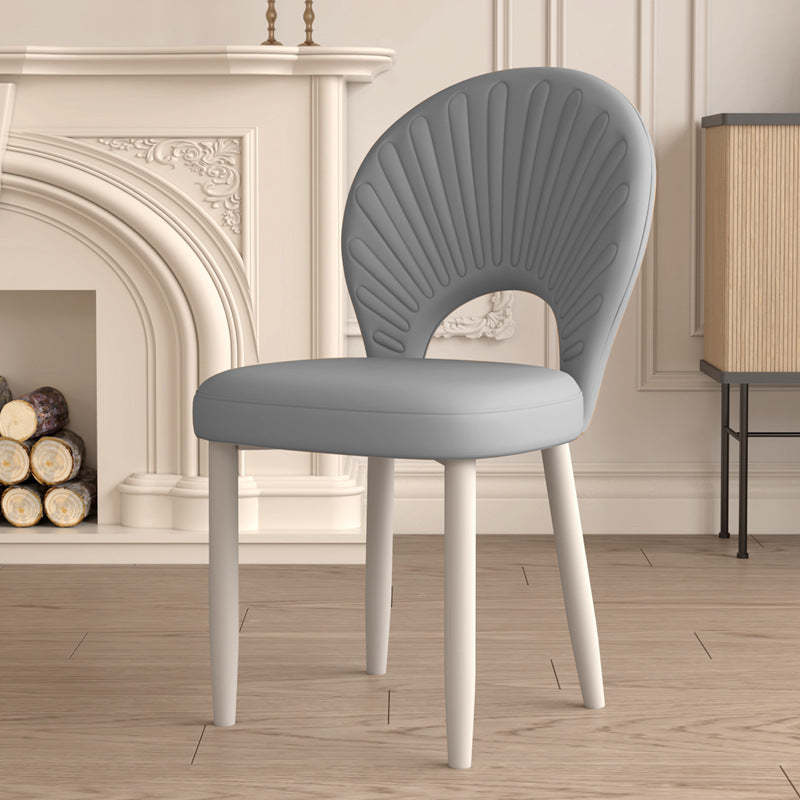 Minimalist Half-Round PU Leather Iron Dining Chair