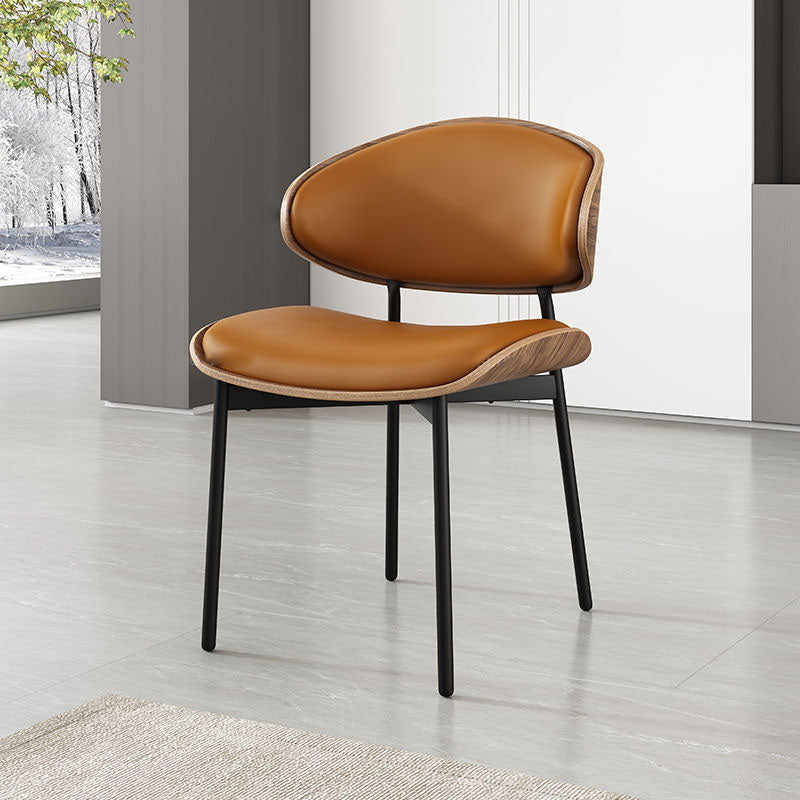 Modern Loop-Back Microfiber Leather Dining Chair