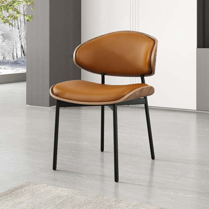 Modern Loop-Back Microfiber Leather Dining Chair