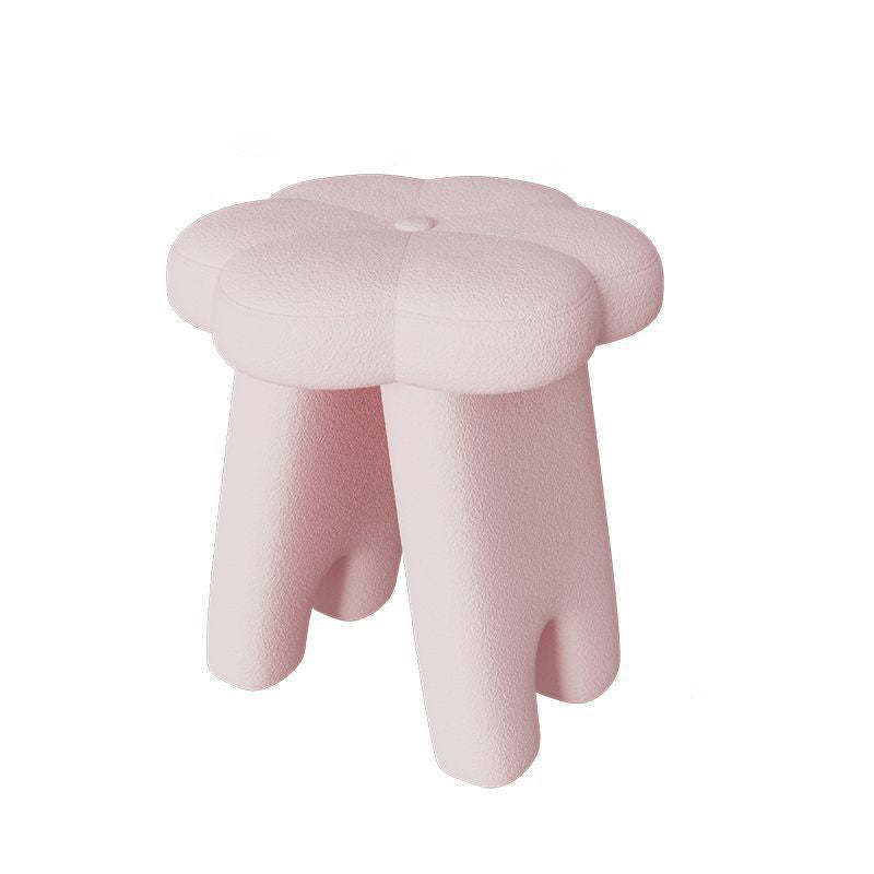 Modern Floral Lambswool Wood Vanity Stool