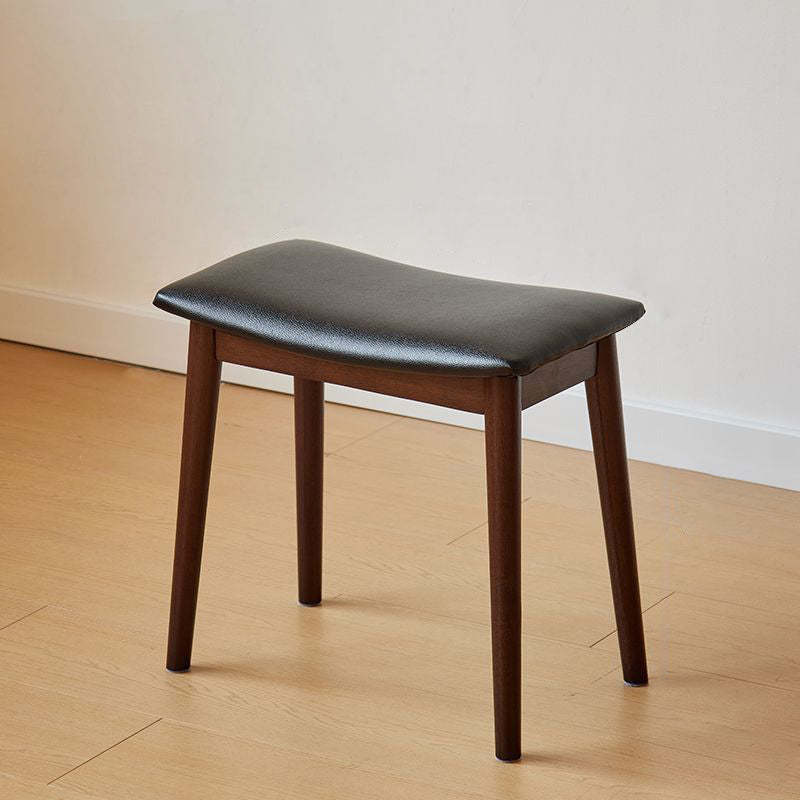Minimalist Soft Leather Wood Vanity Stool