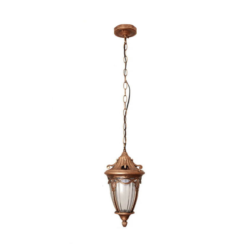 European Vintage Oval Lantern Maple Leaf Outdoor Pendant