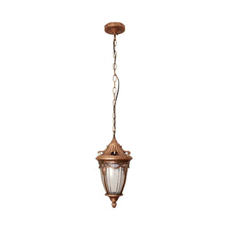 European Vintage Oval Lantern Maple Leaf Outdoor Pendant