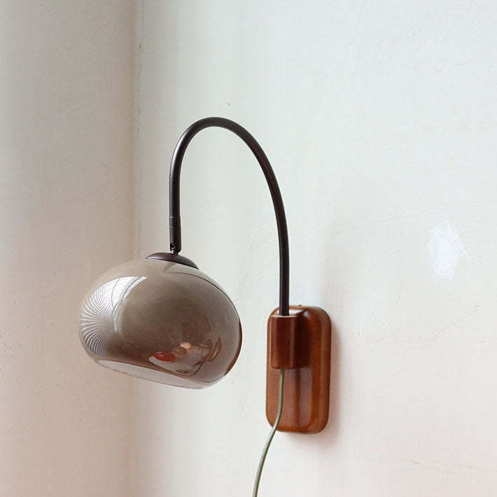 European Minimal Glass Solid Wood Sconce — Plug-In / 220V-240V For UK/AU