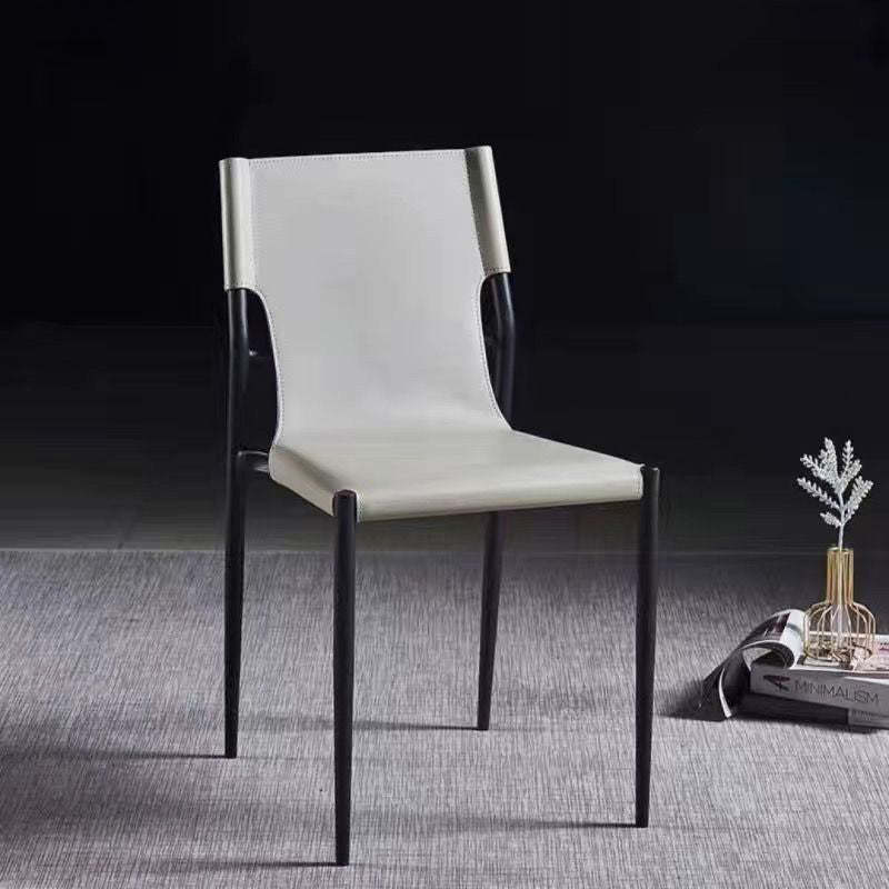 Stackable leather dining chairs & benches for dining room — Khaki