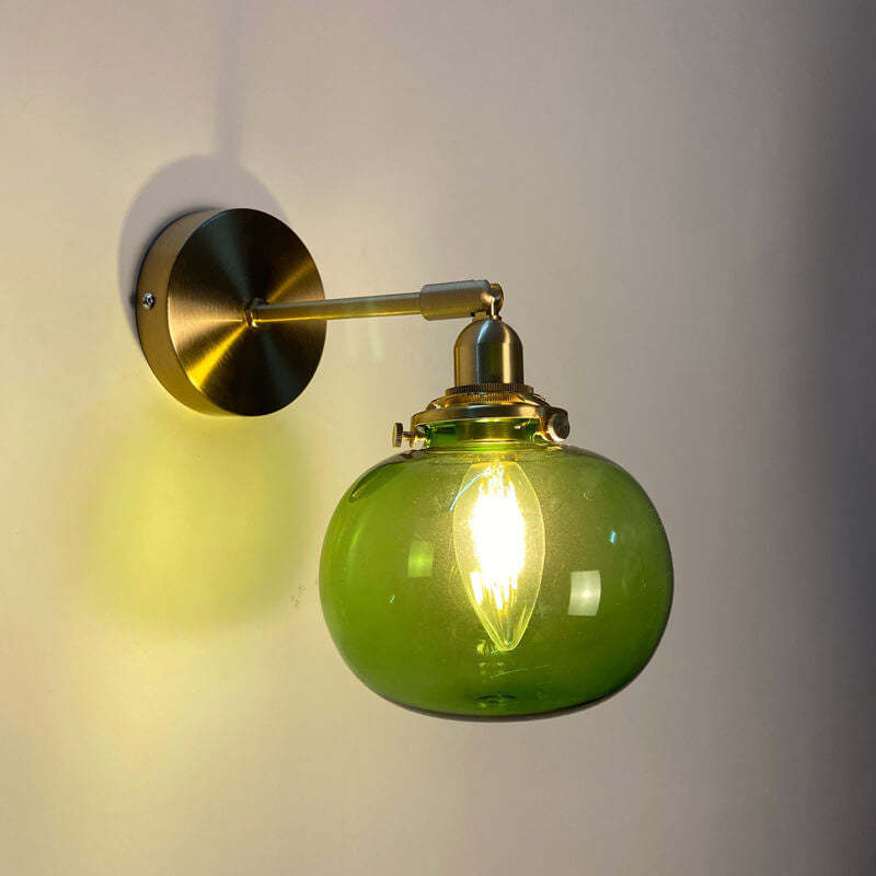 Japanese decor ball wall sconces in brass — Grass Green / 110V-120V (US/CA
