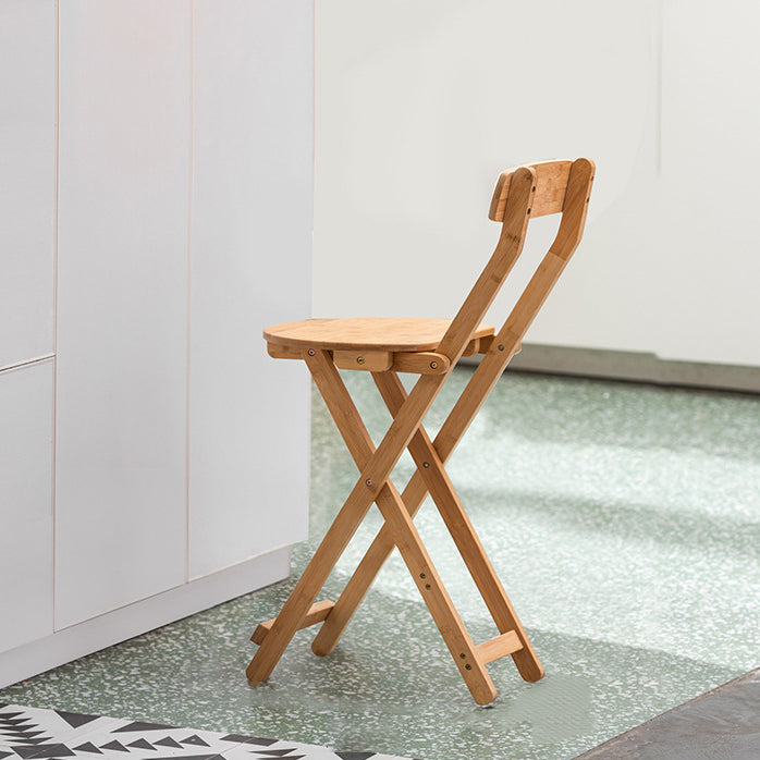 Retro Round Foldable Wood Bar Stool