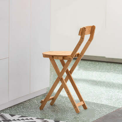 Retro Round Foldable Wood Bar Stool