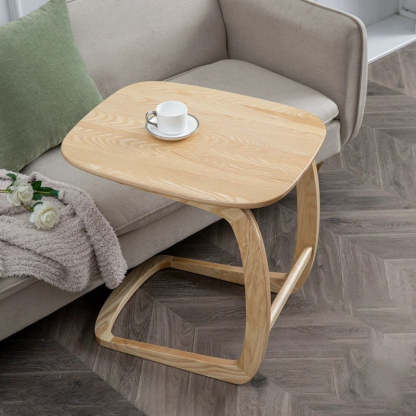 Nordic C-Shape Walnut Ash Wood End Table