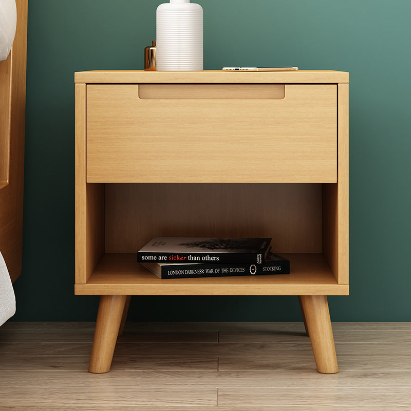 Nordic Wood 1/2-Drawer Nightstand — 1 / Wood Color