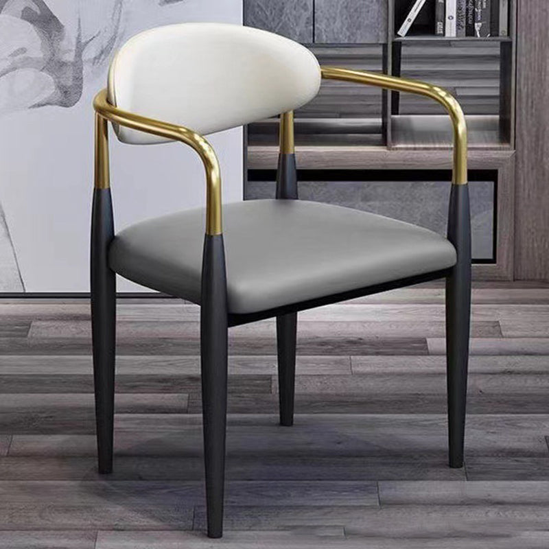 Modern Leather Metal Cushion Dining Chair
