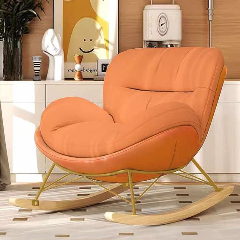 Nordic Houndstooth Velvet Rocking Chair — Orange Base + Orange Fabric Cushion