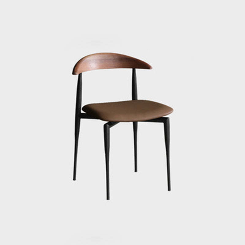 Nordic Cowl Curved Leather Wood Dining Chair