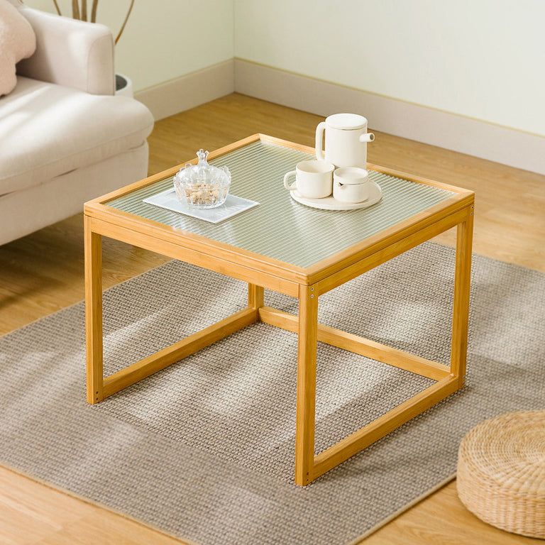 Japanese Square Wood Acrylic Coffee Table — B