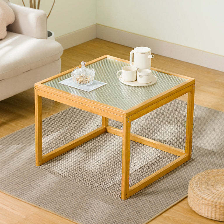 Japanese Square Wood Acrylic Coffee Table — B
