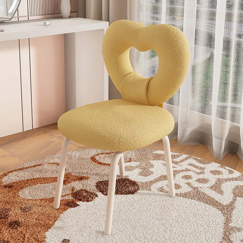 Nordic Heart Lambswool Wood Vanity Stool