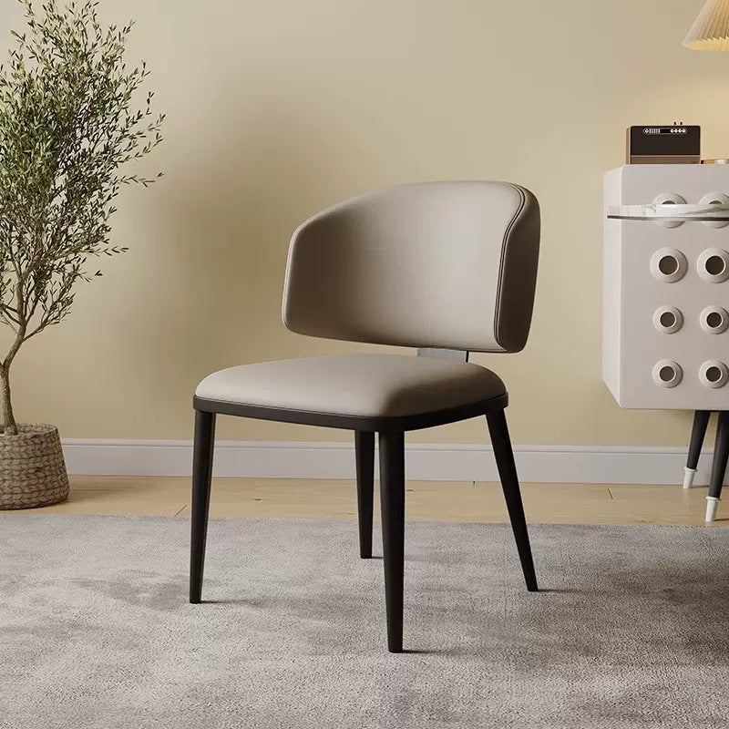 Modern Luxury Leather Iron Chair — Dark Gray