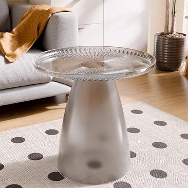 Minimalist Round PET Plastic Side Table — Gray