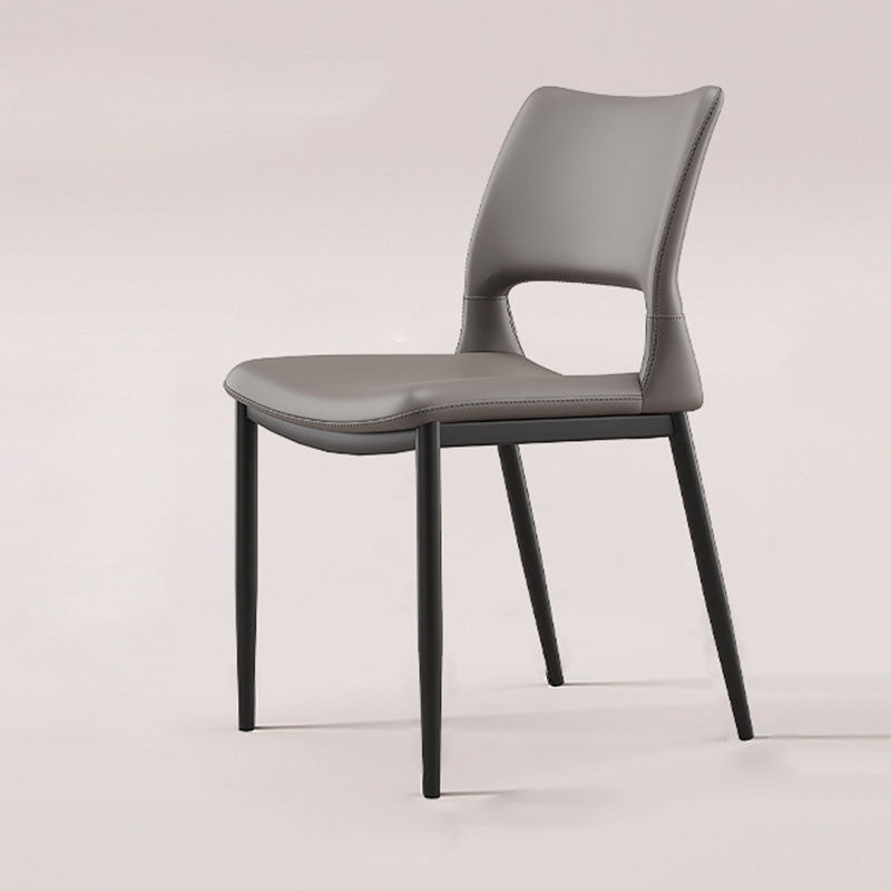 Nordic Curved Leather Hollow Square Dining Chair