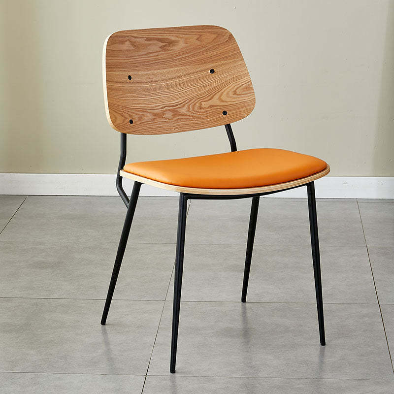 Scandinavian Leather Metal Dining Chair