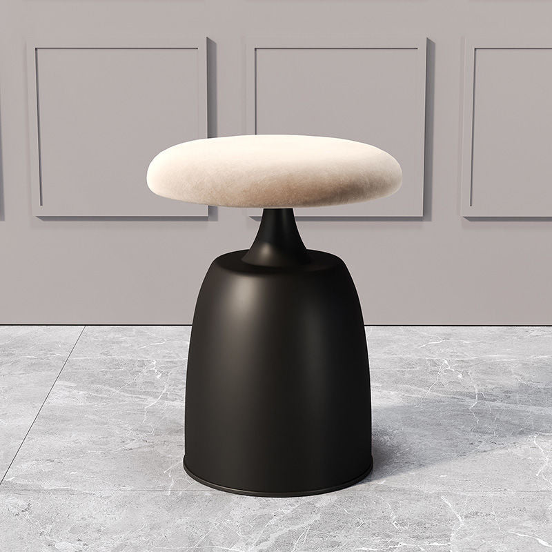 Minimalist Cylinder Fabric Metal Vanity Stool