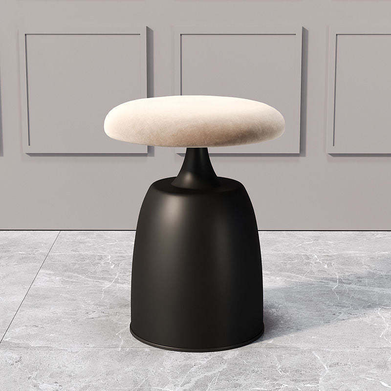 Minimalist Cylinder Fabric Metal Vanity Stool